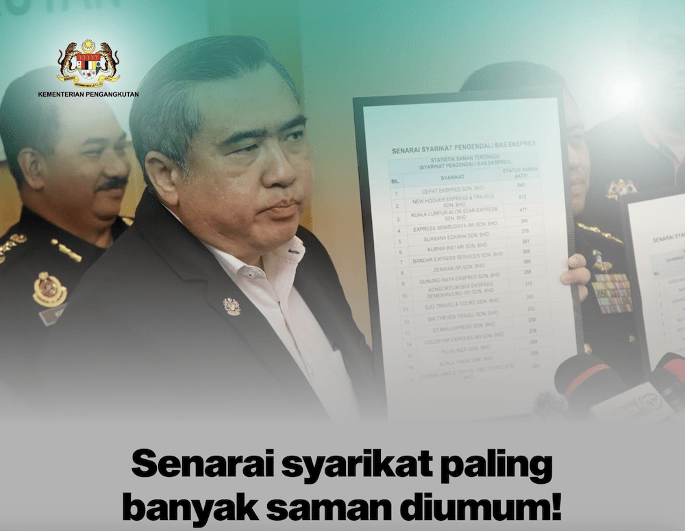 Ini adalah senarai nama syarikat pengendali bas ekspres yang memiliki hutang lebih 200 saman tertunggak yang diumumkan Kementerian Pengangkutan dan Jabatan Pengangkutan Jalan (JPJ)
